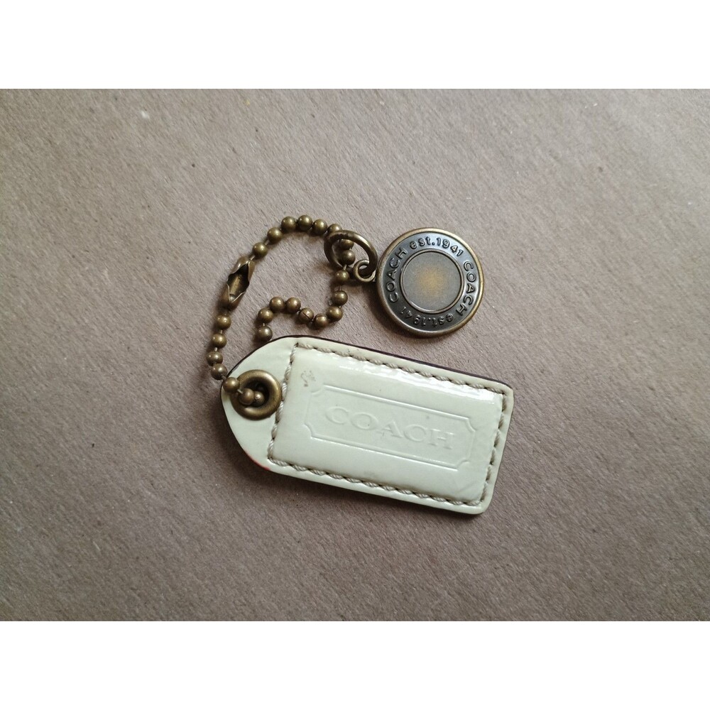Original Vintage Coach Logo Purse Brass Charm Pendant EST 1941 & Ivory Hang Tag